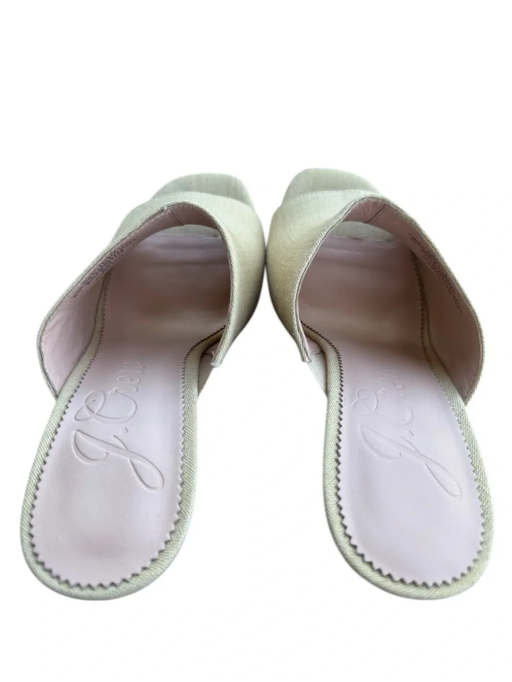 J.Crew‎ Beige Linen Wedge Mule Sandals Size 8 Minimal Coastal